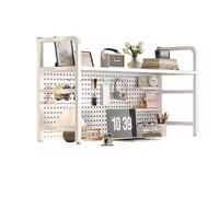 Étagère De Bureau - Système D'étagères Modulaires À Panneaux Perforés, Style Industriel À 2 Niveaux Avec 20 Crochets, Organisateur De Bureau Peu Encombrant Pour Bureau À Domicile(White,135x20x68cm)
