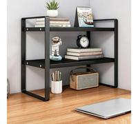 Étagère De Bureau2Niveaux,Organisateur Bureau Gain DePlace Pour Home Office | Étagère de bureau moderne à 2 niveaux avec espace de rangement vertical, idéale pour organiser(Black,Even,60cm/23.6in)