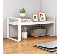 Étagère De Bureau2Niveaux,Organisateur Bureau Gain DePlace Pour Home Office | Étagère de bureau moderne à 2 niveaux avec espace de rangement vertical, idéale pour organiser(White,Odd,60cm/23.6in)