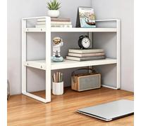 Étagère De Bureau2Niveaux,Organisateur Bureau Gain DePlace Pour Home Office | Étagère de bureau moderne à 2 niveaux avec espace de rangement vertical, idéale pour organiser(White,Even,40cm/15.7in)