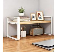 Étagère De Bureau2Niveaux,Organisateur Bureau Gain DePlace Pour Home Office | Étagère de bureau moderne à 2 niveaux avec espace de rangement vertical, idéale pour organiser(2White,Odd,60cm/23.6in)