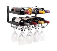 Étagère de cave raffinée - Support flottant en métal - Kit de matériel industriel avec vis, économiseur d'espace compact pour vintage, accessoire de cuisine élégant, étagère à vin pour adultes, hommes