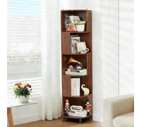 Étagère de chambre à coucher à 5 niveaux - étagère étroite et haute comme meuble bas d'angle, de rangement et tour de livres indépendante, d'angle pour balcon et de rangement pour salon bureau (Brun)