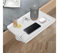 Étagère de chevet latérale pour lit superposé et lit supérieur, table de chevet flottante avec guide de câble, table de chevet à clipser, dortoir d'étudiant Essentials - 32 x 23,3 x 5,3 cm, blanc