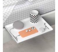 Étagère De Chevet pour Chambre Étudiante, Plateau Bureau Flottant À Clipser, Étagère De Chevet Modern Innovations pour Lit, Plateau Canapé Suspendu avec Cordon,Blanc