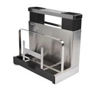 Étagère de comptoir en acier inoxydable ou en acier carbone avec plateau de vidange et support de baguettes dédié pour un usage quotidien (acier inoxydable 304)