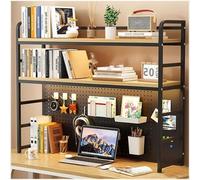 Étagère De Comptoir Polyvalente À 2 Niveaux - Bibliothèque De Bureau En Métal Pour Ordinateur, Présentoir De Rangement De Bureau Autonome Avec Panneau Perforé Pour Table, Maison, Dortoir(70*25*96cm)