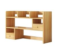 Étagère De Comptoir Polyvalente - Bureau D'ordinateur En Bois Massif Avec Bibliothèque, Présentoir De Rangement De Table Autonome Avec 2 Tiroirs, Accessoires De Rangement Pour Fournitures(110x17x80cm)