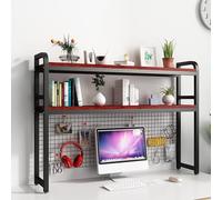 Étagère De Comptoir Polyvalente - Étagère De Bureau À 2 Niveaux, Bibliothèque De Tables Pour Bureaus D'ordinateur, Avec Support De Rangement En Grille, Bureaus À Domicile Table Étagères(C,115X25X98CM)
