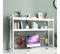 Étagère De Comptoir Polyvalente - Étagère De Bureau À 2 Niveaux, Bibliothèque De Tables Pour Bureaus D'ordinateur, Avec Support De Rangement En Grille, Bureaus À Domicile Table Étagères(F,75X25X98CM)