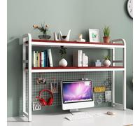Étagère De Comptoir Polyvalente - Étagère De Bureau À 2 Niveaux, Bibliothèque De Tables Pour Bureaus D'ordinateur, Avec Support De Rangement En Grille, Bureaus À Domicile Table Étagères(D,55X25X98CM)