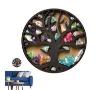 Étagère de Çristal tree of the life - bois, mur flottant, étagère d'affichage | Support en pierre de Çristal pour la maison et le bureau, idéal pour statuettes, figurines à collectionner