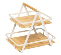 Étagère de Cuisine 2 Niveaux en Bambou "Ordera" 30cm Naturel & Blanc