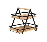 Paris Prix – Étagère de cuisine Ordera – 2 niveaux – Bambou – 30 cm – Naturel & Noir