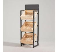 Étagère de Cuisine 3/4 Niveaux en Bois Massif pour Fruits et Légumes, Présentoir de Magasin Commercial Grand Format, Rangement Multi-couches pour Oignons et Pommes(C,3 Tier)