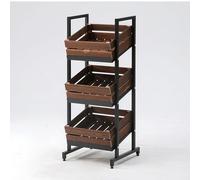 Étagère de Cuisine 3/4 Niveaux en Bois Massif pour Fruits et Légumes, Présentoir de Snacks Grand Modèle pour Supermarché Commercial, pour Oignons et Pommes de Terre(D-3 Tier)