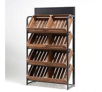 Étagère de Cuisine 3/4 Niveaux en Bois Massif pour Fruits et Légumes, Présentoir de Snacks Grand Modèle pour Supermarché Commercial, pour Oignons et Pommes de Terre(F-4 Tier)