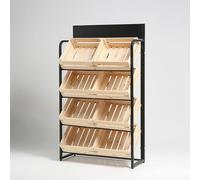 Étagère de Cuisine 3/4 Niveaux en Bois Massif pour Fruits et Légumes, Présentoir de Snacks Grand Modèle pour Supermarché Commercial, pour Oignons et Pommes de Terre(E-4 Tier)