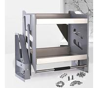 Étagère de cuisine à 2 niveaux en acier inoxydable avec panier de levage pour bouteilles d'assaisonnement, capacité de charge de 30 kg, idéale pour la cuisine et la chambre à coucher, gain de place