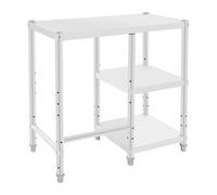 Étagère de cuisine à 3 niveaux en acier inoxydable 201 80 x 40 x 80 cm pour | Avec pieds réglables, surface brossée, pour cuisinière à gaz, casseroles, vaisselle et bouteilles de gaz, jusqu'à 40 kg