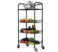 Étagère de cuisine à 4 niveaux - Solution de rangement polyvalente pour la maison et la cuisine, chariot de salon peu encombrant, organiser et exposer les épices et autres éléments essentiels