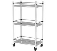 Étagère de cuisine à 5 niveaux en acier inoxydable robuste sur roulettes, nizer polyvalent en métal pour casseroles, plats de cuisine, table de travail, facile à lire