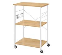 Étagère de Cuisine à Roulettes - VASAGLE - Chariot à 3 Niveaux - Doré Chêne et Blanc Nuage