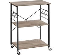 Étagère de cuisine avec roulettes effet bois grège Gris