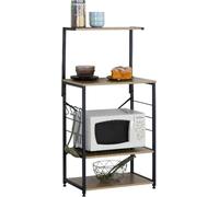 Étagère de cuisine CF604 Étagère à livres 123x40x60cm Étagère à chaussures micro-ondes avec 4 étagères Crochets en S Étagère de rangement Étagère d'angle Étagère métallique Étagère fixe