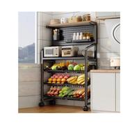 Etagère de Cuisine - DECONATION - Métallique Multifonctions - 200 kg - 4 Roulettes - Noir