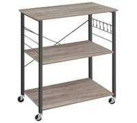 Étagère de cuisine desserte chariot de service à 3 niveaux oour four à micro-ondes mini four grille-pain cadre métallique 40 x 80 x 89 cm avec 6 crochets style industriel marron rustique 12_0005679