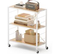 Étagère de cuisine en acier CJ2 - 3 couches - Largeur : 70 cm - Profondeur : 35 cm - Charge totale : 90 kg - Étagère réglable en haut et en bas avec roulettes - Peut être installée sur la boucle de