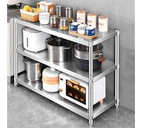 Étagère de cuisine en acier inoxydable 304 - 3 niveaux avec étagères réglables en hauteur pour micro-ondes pour l'intérieur et l'extérieur