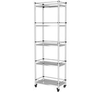Étagère de cuisine en acier inoxydable 304 avec roulettes, étagère de rangement à 5 niveaux pour pots, plantes et décoration (60 x 30 x 140 cm) - Gain de place