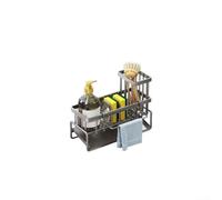 Étagère de cuisine en acier inoxydable avec égouttoir intégré pour évier, conçue pour organiser les accessoires de cuisine, les épices et les chiffons tout en maintenant un rangement sec et propre