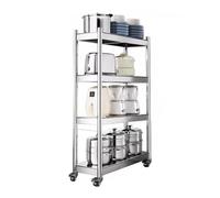 Étagère de cuisine en acier inoxydable, chariot de salle de bain à 2/3/4/5 niveaux, chariot fin à roulettes pour espaces étroits, rangement latéral de réfrigérateur, taille compacte (25 x 50 x 120 cm)