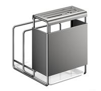 Étagère de cuisine en acier inoxydable spécialement conçue pour le rangement des planches à découper avec compartiments à étages et 4 crochets fonctionnels pour suspendre les outils (gris)