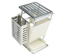 Étagère de cuisine en acier inoxydable, support de rangement avec bac de vidange, tapis antidérapant, support de baguettes organisateur pour comptoir (acier au carbone blanc)
