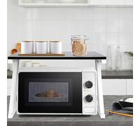 Étagère de cuisine en bois à 2 niveaux avec surface en marbre pour four à micro-ondes et grille-pain 57 x 38 x 38 cm