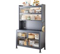 Étagère de cuisine en métal à 6 niveaux - Armoire grise élégante pour pots à épices et poêles - Étagère de rangement polyvalente pour la maison, le garage et le garde-manger - 70 cm de hauteur