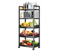 Étagère de cuisine étroite en acier au carbone - Design compact avec trous pour plaque latérale - Ajustement universel - 50 x 32 x 125 cm - Parfait pour les petits espaces