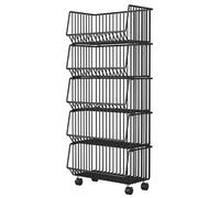 Étagère de Cuisine Fin avec roulettes, Chariot de Rangement, Desserte Mobile, Étagère Roulante, Cadre en Acier, Petit Espace, Cuisine, Salle de Bain, Salon, Bureau