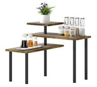 Étagère de cuisine - HOMCOM - rotative - 3 niveaux - cadre en métal - 40 x 18 x 36,5 cm - brun rustique