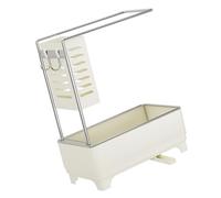 Étagère de cuisine multi-compartiments pour éponges, brosses avec base ventilée pour maintenir efficacement la sécheresse spongiforme et porte-brosse