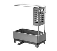 Étagère de cuisine multi-compartiments pour éponges, brosses avec base ventilée pour maintenir efficacement la sécheresse spongiforme et porte-brosse