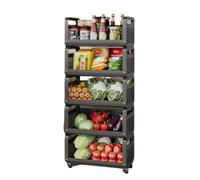 Étagère de cuisine multicouche, chariot de rangement mobile for la maison, chariot de rangement avec poignée, rangement superposé, rangement ouvert, gain de place, adapté au bureau, au balcon, à la sa