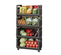 Étagère de cuisine multicouche, chariot de rangement mobile for la maison, chariot de rangement avec poignée, rangement superposé, rangement ouvert, gain de place, adapté au bureau, au balcon, à la sa
