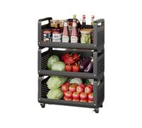 Étagère de cuisine multicouche, chariot de rangement mobile for la maison, chariot de rangement avec poignée, rangement superposé, rangement ouvert, gain de place, adapté au bureau, au balcon, à la sa