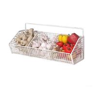 Étagère de cuisine murale pour ail, épices, herbes et petits outils de cuisine, panier suspendu (blanc, 3 carrés)