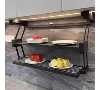 Étagère de Cuisine Rabattable à 2 Niveaux, Support de Rangement Pliable, étagère Suspendue en Acier au Carbone, Organisateur à Fixer dans Un Placard pour Un Rangement des épices Peu encombrant (Gris,